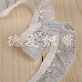 厂家直销 2:4银木耳涤纶松紧弹力花边织带_德