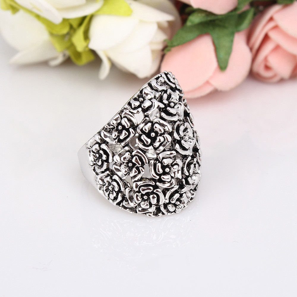 欧美复古流行时尚个性花食指戒指