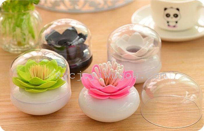 Lotus cotton swab can, beautiful and creative lotus toothpick box, cotton swab can, South Korea pic 1