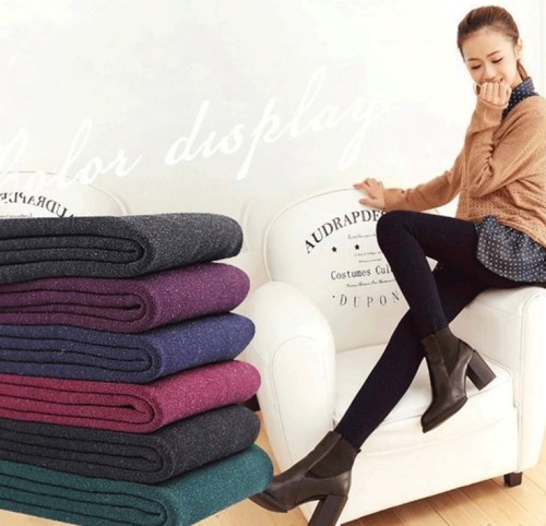 new 350g fleece-lined thickened integral pants fall and winter outer wear colorful cotton leggings