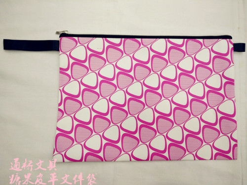 cute candy leather file bag