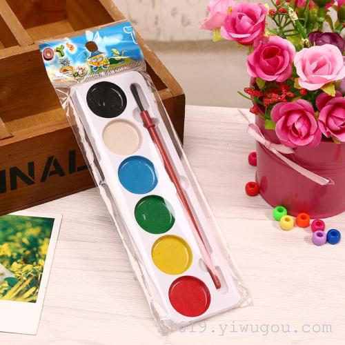 factory direct 6-color watercolor semi-dry paint single row children‘s art paint export