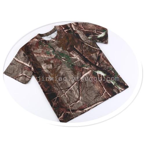 Outdoor Products Bionic Camouflage Jungle round Neck Cotton Short Sleeve T-shirt