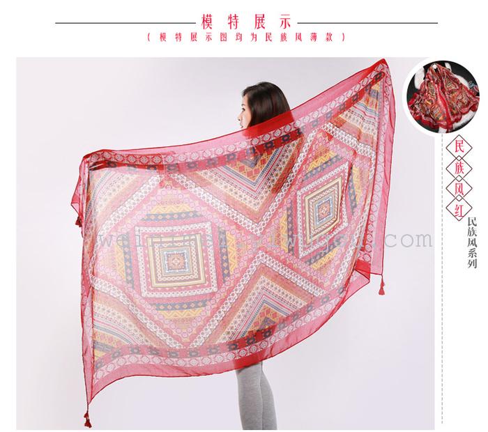 围妮美爆款民族风棉麻围巾 防晒旅行披肩丝巾