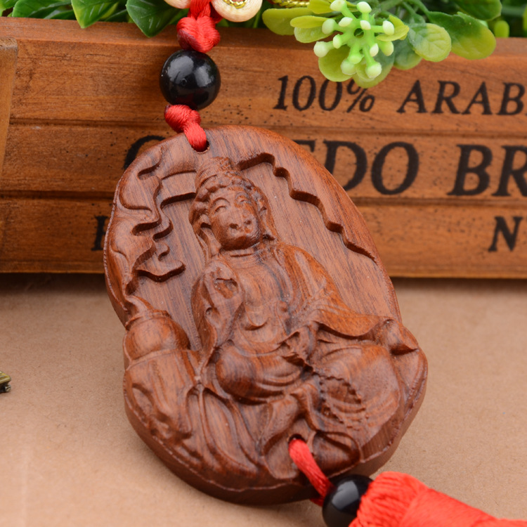 木制汽车挂件饰品 佛祖保平安汽车挂件 一生平安车挂 厂家直销