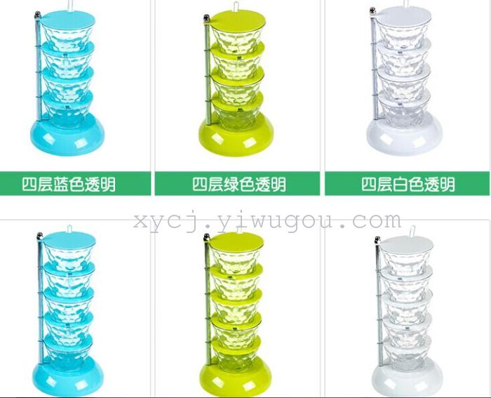 Rotatable vertical circular seasoning box with spoon, five-layer crystal rotating seasoning box material, seasoning jar pic 2
