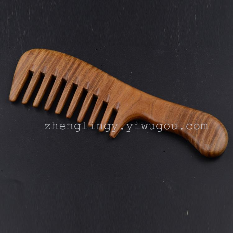 圆柄大齿 绿檀木保健梳美发木梳 手柄长柄木梳子 鑫玉堂精品