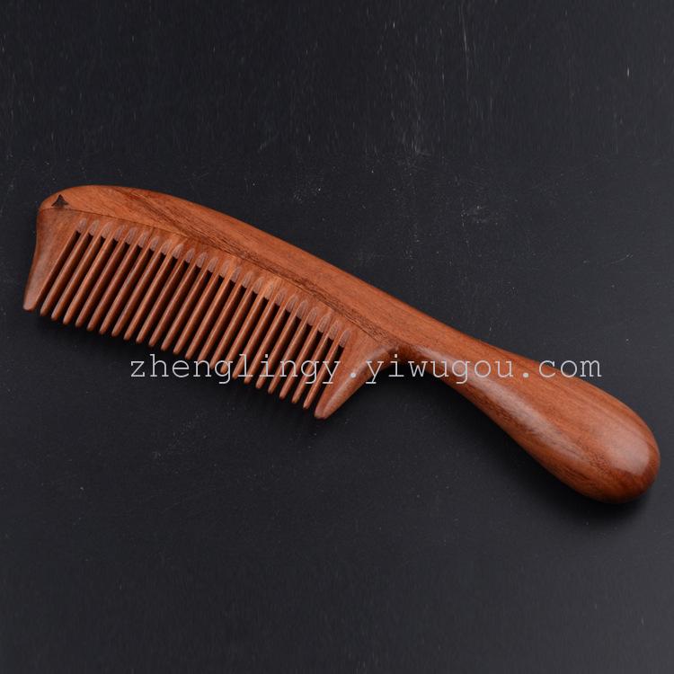 精品红檀木圆手柄木梳 天然檀木木梳 高档正品鑫玉堂手工