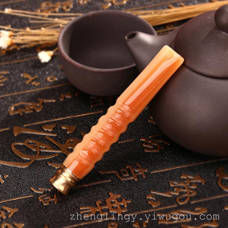 携式过滤型环保牛角烟嘴 可拆洗带滤芯牛角烟嘴高级循环