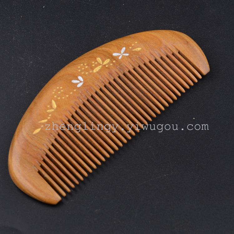 纯手工制做檀香木按摩保健小花木梳 12cm防静电木梳梳子