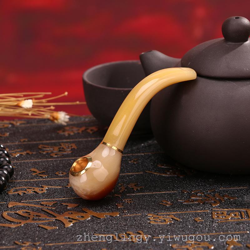 携式过滤型环保牛角小烟斗 可拆洗带滤芯牛角烟嘴高级循环