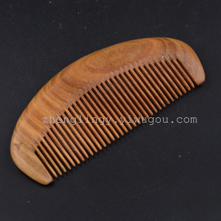 12cm月牙形木梳梳子 檀香木按摩保健防静电木梳纯手工制做