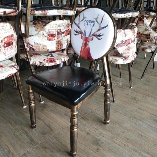 quzhou retro restaurant lounge chair iron chair european-style metal personalized dining chair round back chair