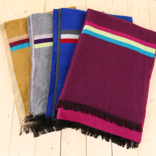 double-sided colorful horizontal stripe pattern fashion scarf shawl factory direct sales