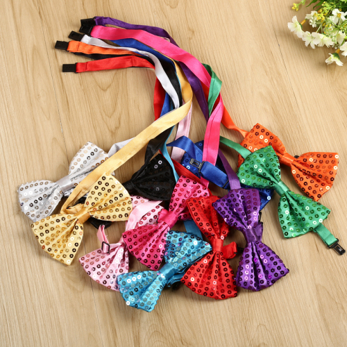 factory direct stage christmas polyester business wedding casual sequined bow tie multi-color