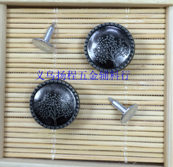 Jeans Button 17# Tree-Carved Pattern Tin Alloy