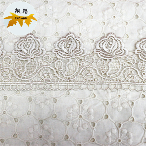 factory direct water soluble embroidery lace unilateral lotus leaf flower curtain hem polyester lace
