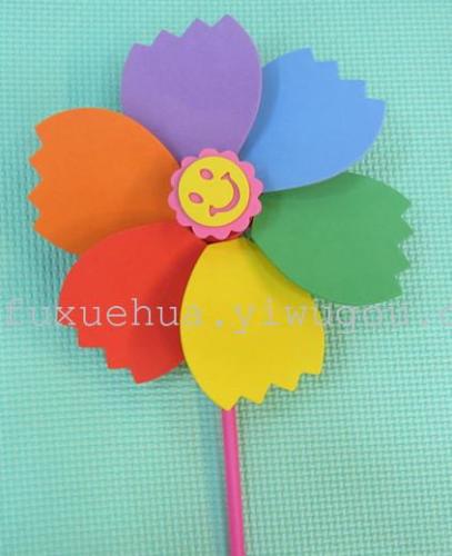 kindergarten handmade diy windmill colorful windmill educational toys children‘s hand-made gifts