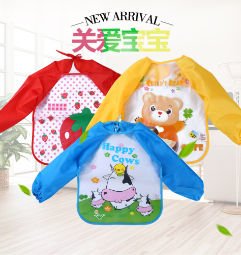Children‘s Gown Bib Full Waterproof Baby Clothes Baby Three-Dimensional Disposable Eating Clothes Bib Long Sleeve Baby Products