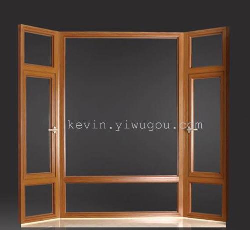 wood grain aluminum alloy doors and windows， double open doors and windows， aluminum alloy doors and windows