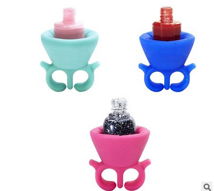 美甲工具硅胶指甲油瓶套 防泼穿戴式美甲支架