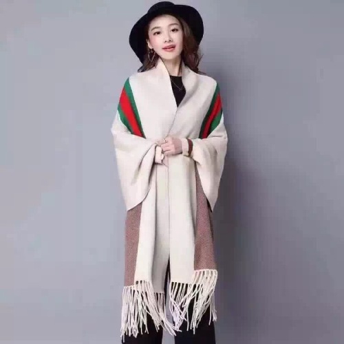 popular core-spun yarn stripes autumn and winter with sleeves batwing shirt striped shawl