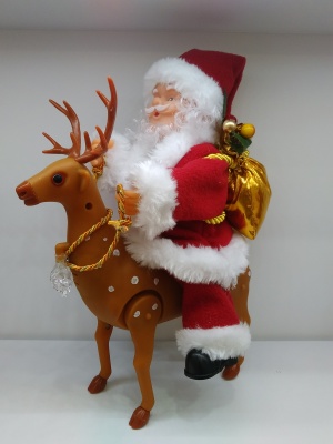 9123 Santa Claus riding a deer have music to move around the deer with light Christmas gifts