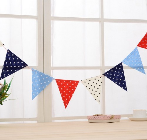 colorful polka dot triangle non-woven fabric bunting festival party decorations garland ornaments in stock