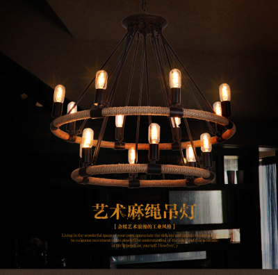 American country loft Lighting Lamp Retro bar restaurant creative personality double rope Chandelier