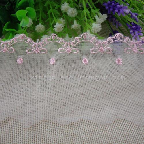 embroidered polyester stabilized yarn lace mesh lace for children‘s socks clothing ornament
