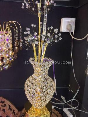 Factory direct gold crystal vase lamp bedside decorative small table lamp
