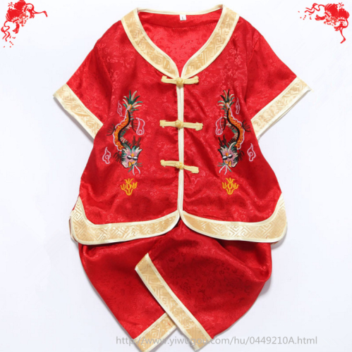 Children‘s Boy Summer Clothing Jacquard Embroidered Colorful Dragon Baby Birthday Dress Stage Costume