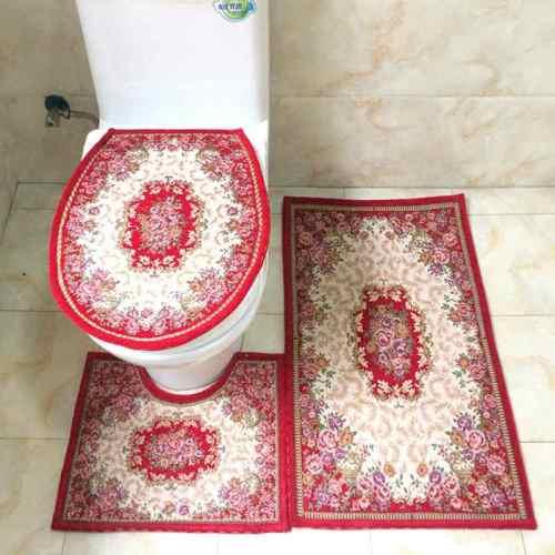 red sun carpet european carpet floor mat bathroom three-piece toilet three-piece set factory direct sales