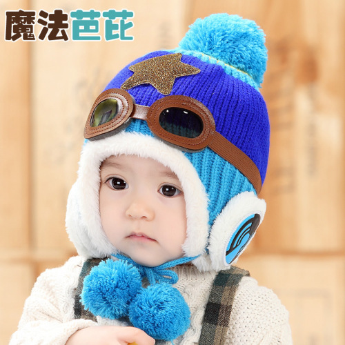 Autumn and Winter Hot-Selling New Arrival Children‘s Pilot Wool Hat Baby Fleece Warm Earflaps Cap Knitted Children‘s Hat