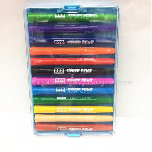 Solid Magic Marker Pen Crayon Crayon 12-Color Plastic Box
