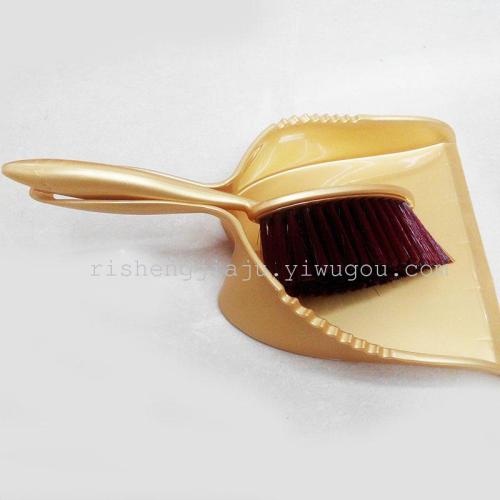 high-grade golden leaf-shaped bed brush set dust cleaning dustpan brush rs-3389