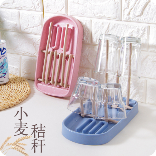 wheat straw multi-position draining cup holder multi-function milk bottle holder cup holder water cup storage rack inverted hanger