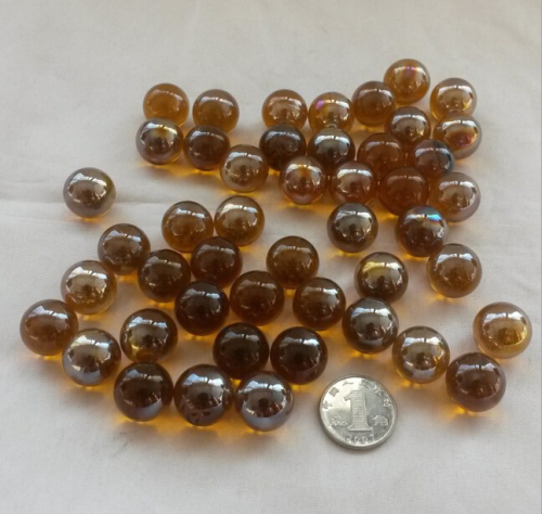 50 14mm Amber Flash Colored Glass Marbles 14mm Pearlescent Glass Balls