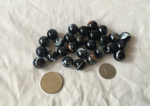 50 14mm lapping music black porcelain outer flower glass marbles 14mm glass balls