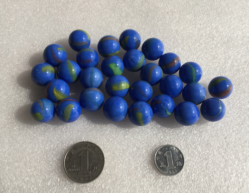 free shipping 100 pieces 16mm porcelain blue three flowers 16mm porcelain outer flower glass marbles children‘s toys
