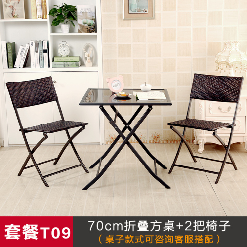 outdoor table and chair folding rattan coffee shop outdoor courtyard balcony rattan chair three or five pieces