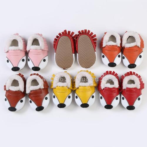New Full Leather Cotton Non-Slip Glue Sole Baby Toddler Shoes Indoor Soft Sole Shoes