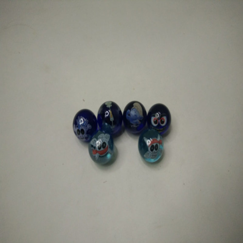 Free Shipping 20 Pieces 22mm Dark Blue Printing Micro Glass Bead 2.2cm Lake Blue Custom Logo