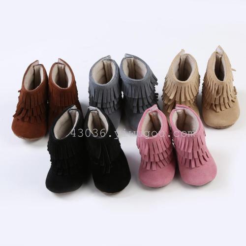 New Cotton Three-Layer High-Top Velcro Non-Slip Baby Toddler Boots Baby Shoes Boots