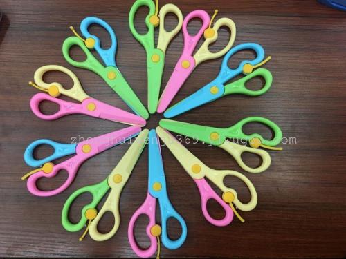 hot new korean creative children student labor-saving elastic scissors safety handmade plastic student scissors