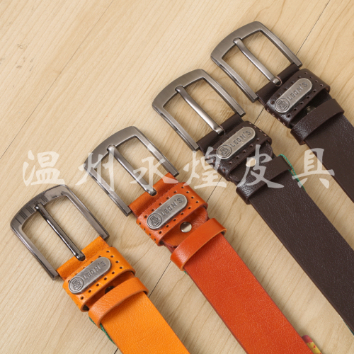 4.0 Single Layer Cowhide Alloy Pin Buckle small Circle Nail Brand Business Belt Belt