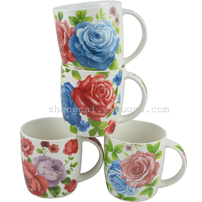 陶瓷烤瓷花朵咖啡杯  水杯   小清晰礼品杯