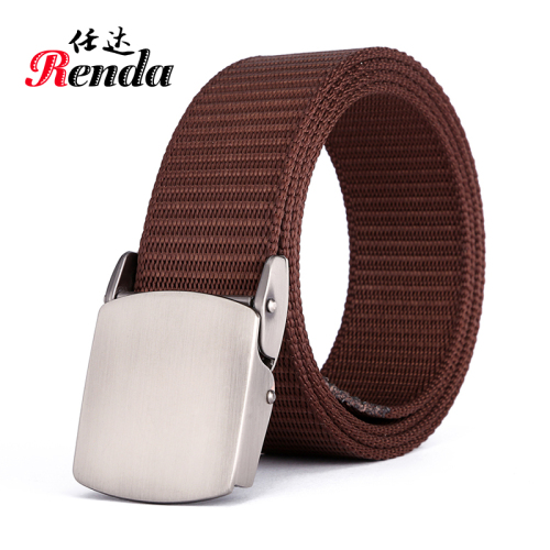 Outdoor Waist Belt Men‘s Leather Belt Automatic Buckle Youth Anti-Allergy Pant Belt Leisure Alloy Material Lead