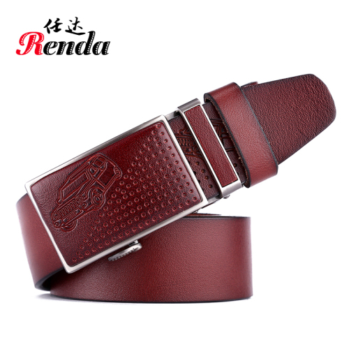 Men‘s New Automatic Slide Fastener Leather Belt Cowhide Retro Easy Matching Business Men‘s Belt