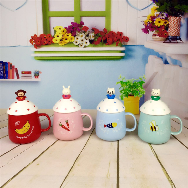 创意动物陶瓷杯 大容量早餐杯 办公室泡茶水杯